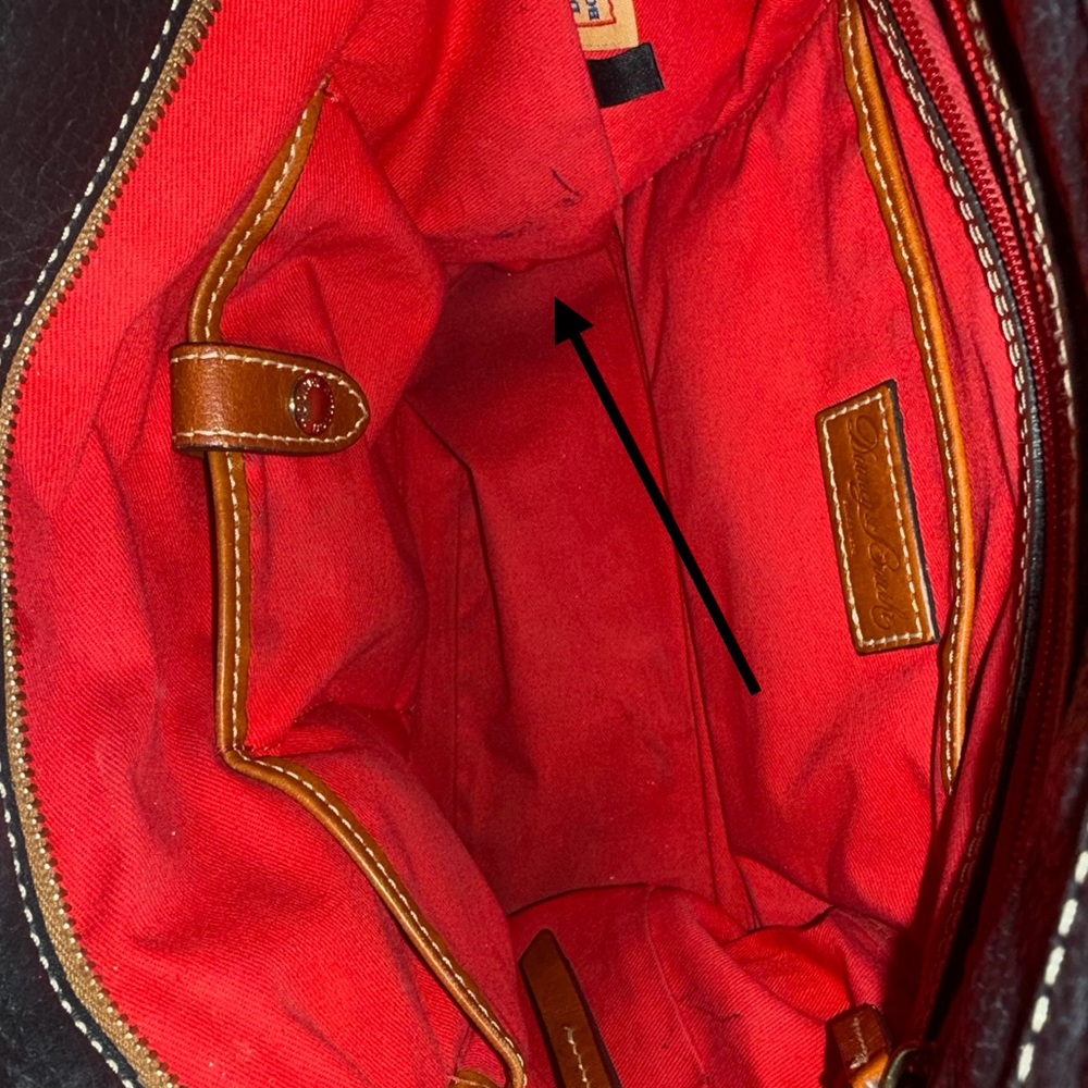 Dooney & Bourke Black and Brown Pebbled Leather Shoulder Bag - Picture 5 of 5